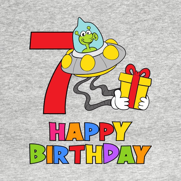 7th Birthday Party 7 Year Old Seven Years by KidsBirthdayPartyShirts